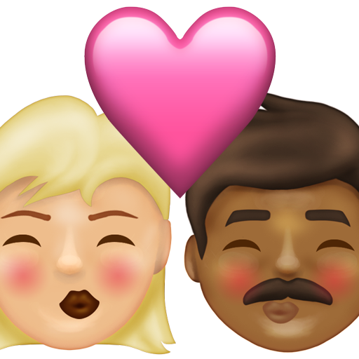 Kiss: Woman, Man, Medium-Light Skin Tone, Medium-Dark Skin Tone