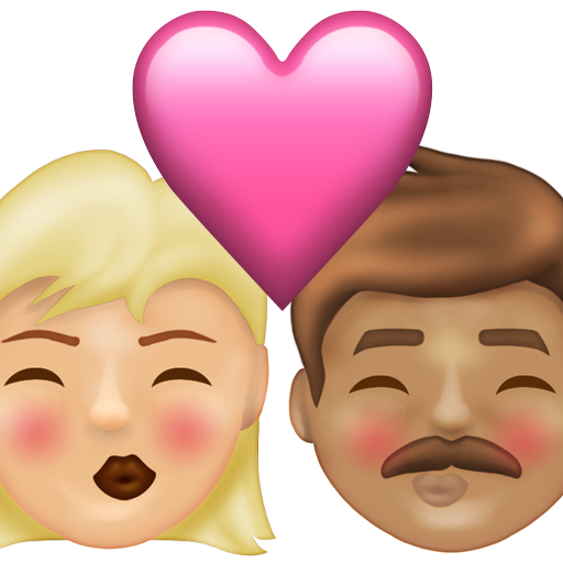 Kiss: Woman, Man, Medium-Light Skin Tone, Medium Skin Tone