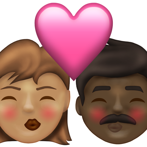 Kiss: Woman, Man, Medium Skin Tone, Dark Skin Tone
