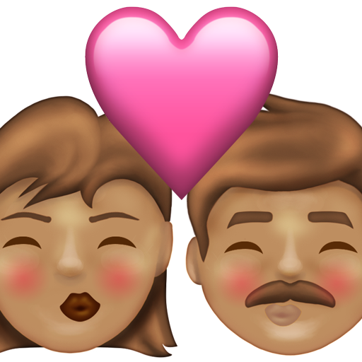 Kiss: Woman, Man, Medium Skin Tone