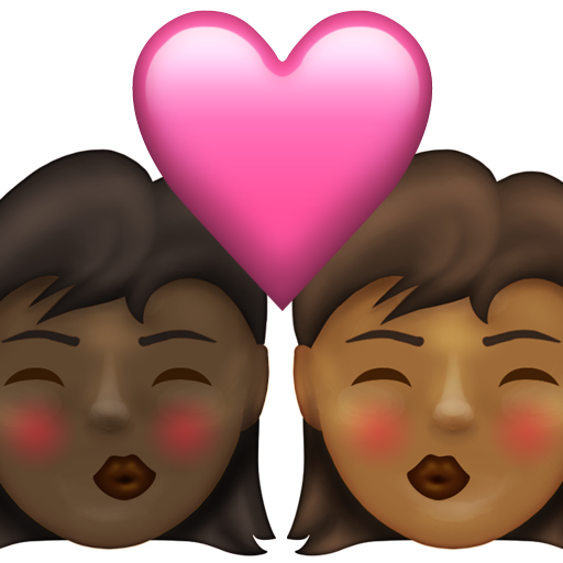 Kiss: Woman, Woman, Dark Skin Tone, Medium-Dark Skin Tone