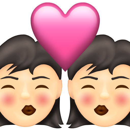 Kiss: Woman, Woman, Light Skin Tone