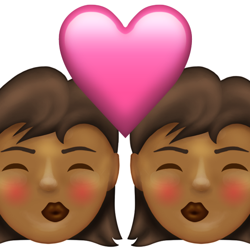 Kiss: Woman, Woman, Medium-Dark Skin Tone
