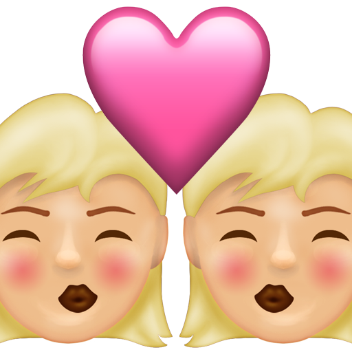 Kiss: Woman, Woman, Medium-Light Skin Tone