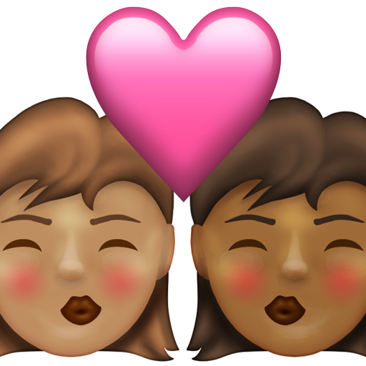 Kiss: Woman, Woman, Medium Skin Tone, Medium-Dark Skin Tone