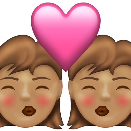 Kiss: Woman, Woman, Medium Skin Tone