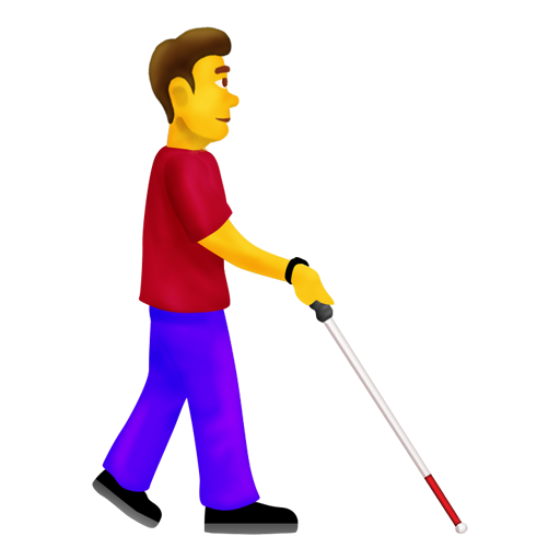 Man with White Cane Facing Right