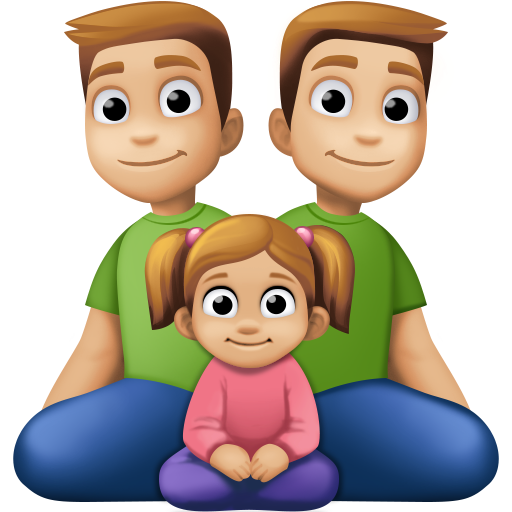 Família - Homem: Tom de Pele Médio-Claro, Homem: Tom de Pele Médio-Claro, Menina: Tom de Pele Médio-Claro
