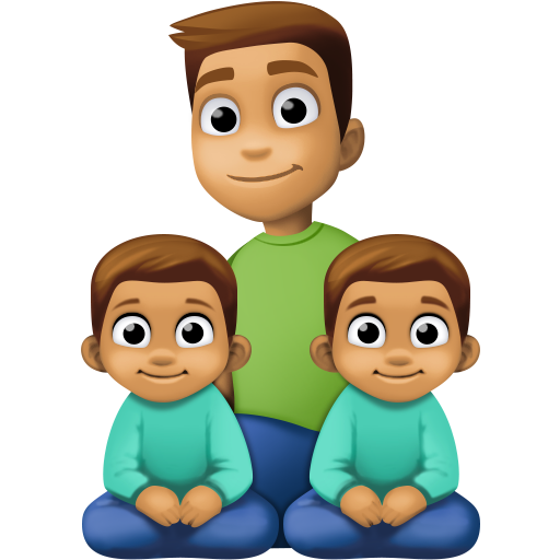 Família - Homem: Tom de Pele Médio, Menino: Tom de Pele Médio, Menino: Tom de Pele Médio