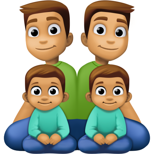 Família - Homem: Tom de Pele Médio, Homem: Tom de Pele Médio, Menino: Tom de Pele Médio, Menino: Tom de Pele Médio