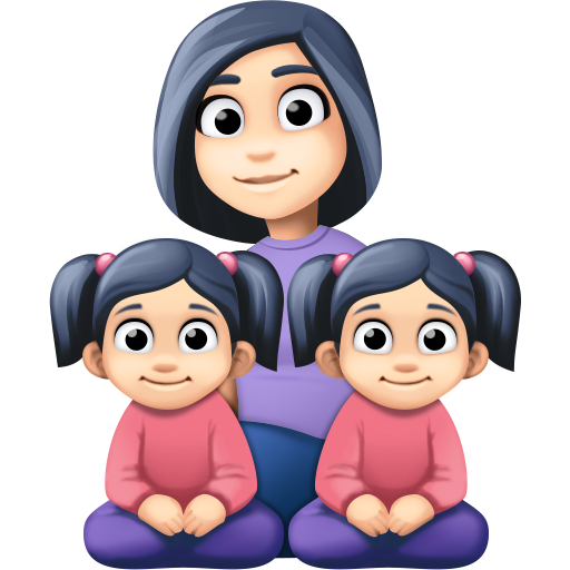 Família - Mulher: Tom de Pele Claro, Menina: Tom de Pele Claro, Menina: Tom de Pele Claro