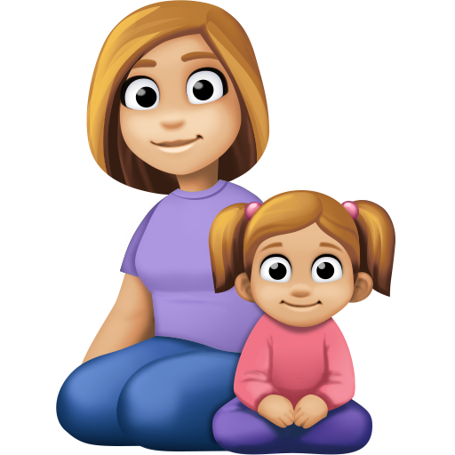 Família - Mulher: Tom de Pele Médio-Claro, Menina: Tom de Pele Médio-Claro