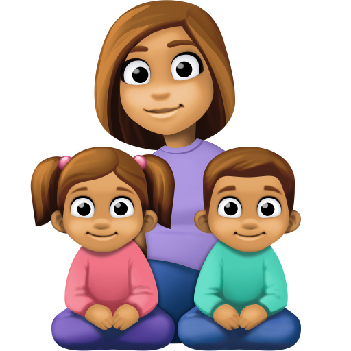 Família - Mulher: Tom de Pele Médio, Menina: Tom de Pele Médio, Menino: Tom de Pele Médio