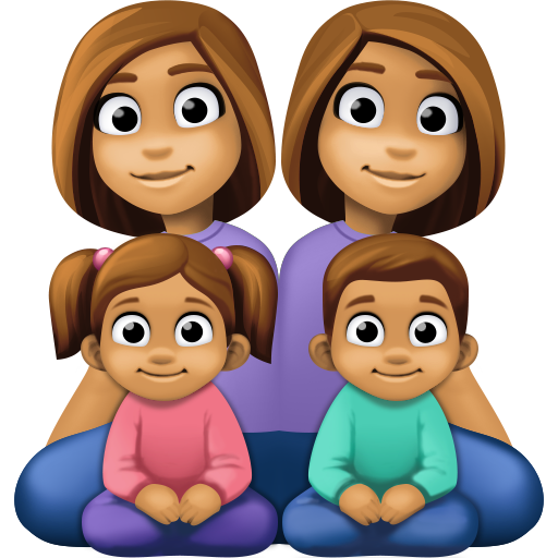 Família - Mulher: Tom de Pele Médio, Mulher: Tom de Pele Médio, Menina: Tom de Pele Médio, Menino: Tom de Pele Médio