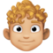 Homem: Tom de Pele Médio-Claro, Cabelo Cacheado