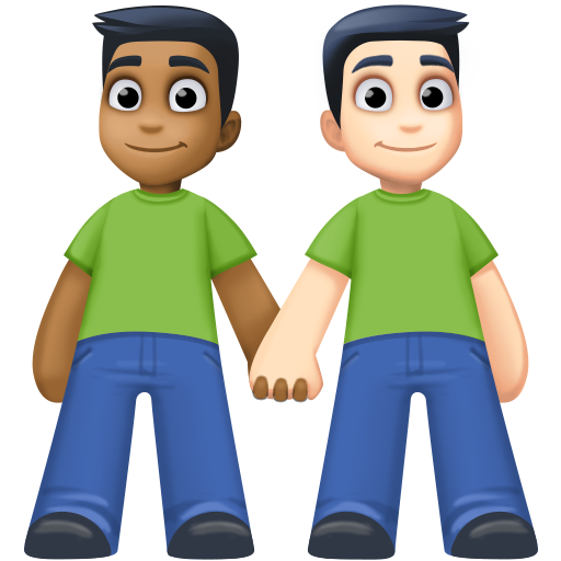 Dois Homens De Mãos Dadas: Tom de Pele Médio-Escuro, Tom de Pele Claro