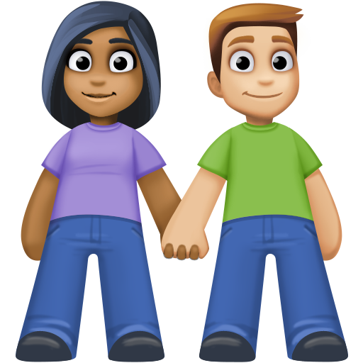 Mulher E Homem De Mãos Dadas: Tom de Pele Médio-Escuro, Tom de Pele Médio-Claro