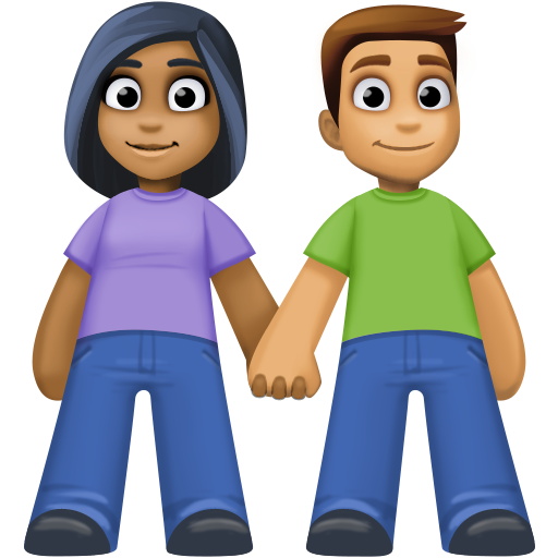Mulher E Homem De Mãos Dadas: Tom de Pele Médio-Escuro, Tom de Pele Médio