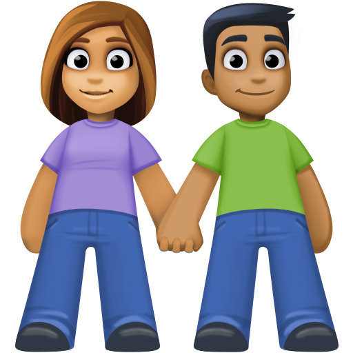 Mulher E Homem De Mãos Dadas: Tom de Pele Médio, Tom de Pele Médio-Escuro