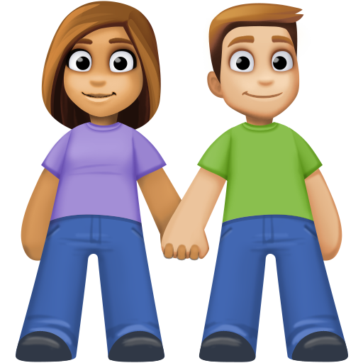 Mulher E Homem De Mãos Dadas: Tom de Pele Médio, Tom de Pele Médio-Claro