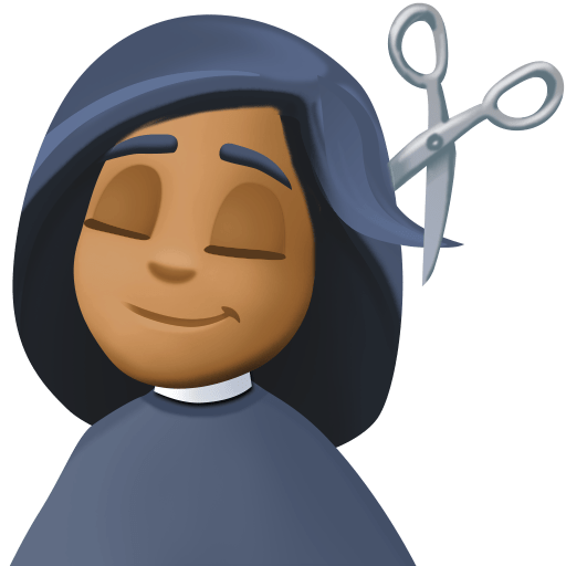 Mulher Cortando O Cabelo: Tom de Pele Médio-Escuro