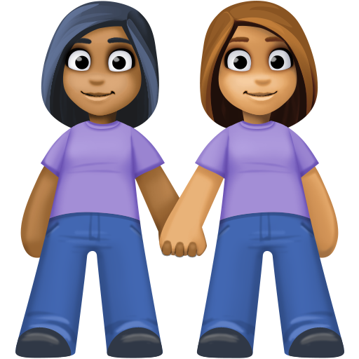 Duas Mulheres De Mãos Dadas: Tom de Pele Médio-Escuro, Tom de Pele Médio