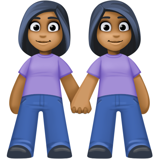 Duas Mulheres De Mãos Dadas: Tom de Pele Médio-Escuro