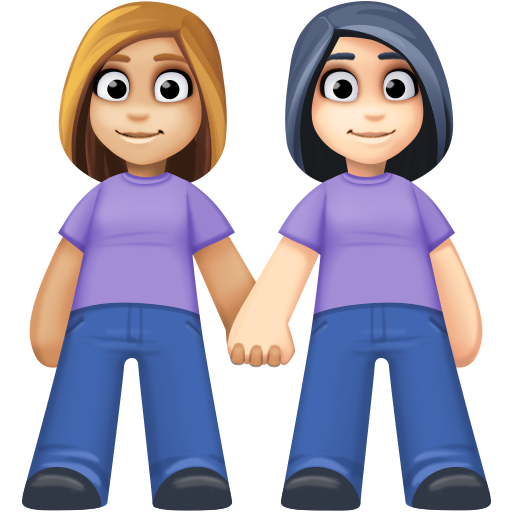 Duas Mulheres De Mãos Dadas: Tom de Pele Médio-Claro, Tom de Pele Claro