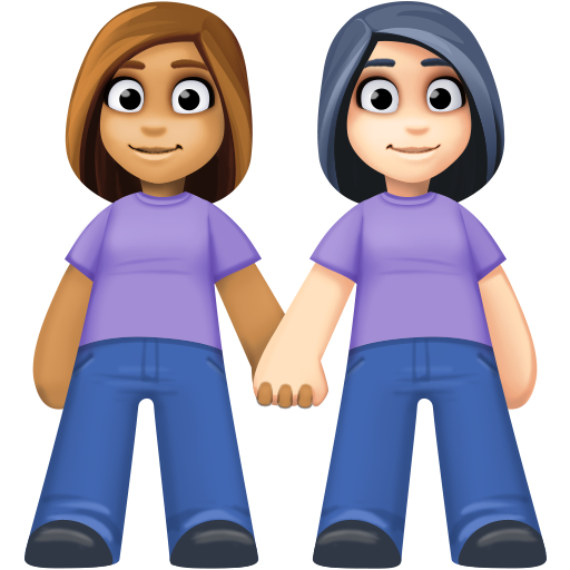 Duas Mulheres De Mãos Dadas: Tom de Pele Médio, Tom de Pele Claro