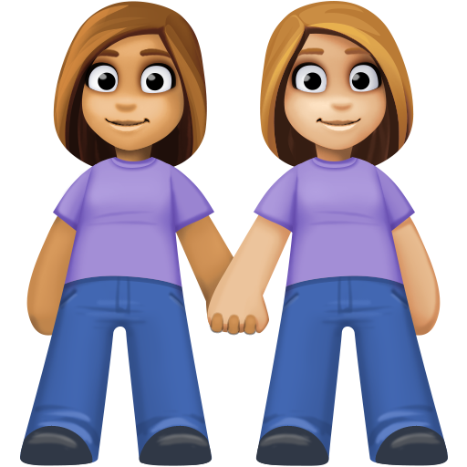 Duas Mulheres De Mãos Dadas: Tom de Pele Médio, Tom de Pele Médio-Claro