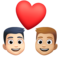 Couple avec cœur: Homme, Homme, Peau Claire, Peau Moyennement Claire