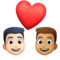 Couple avec cœur: Homme, Homme, Peau Claire, Peau Moyenne