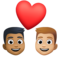 Couple avec cœur: Homme, Homme, Peau Moyennement Foncée, Peau Moyennement Claire