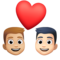 Couple avec cœur: Homme, Homme, Peau Moyennement Claire, Peau Claire
