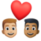 Couple avec cœur: Homme, Homme, Peau Moyennement Claire, Peau Moyennement Foncée