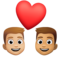 Couple avec cœur: Homme, Homme, Peau Moyennement Claire, Peau Moyenne