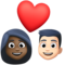 Couple avec cœur: Femme, Homme, Peau Foncée, Peau Claire