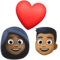 Couple avec cœur: Femme, Homme, Peau Foncée, Peau Moyennement Foncée