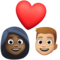 Couple avec cœur: Femme, Homme, Peau Foncée, Peau Moyennement Claire