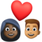 Couple avec cœur: Femme, Homme, Peau Foncée, Peau Moyenne