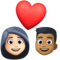 Couple avec cœur: Femme, Homme, Peau Claire, Peau Moyennement Foncée