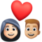 Couple avec cœur: Femme, Homme, Peau Claire, Peau Moyennement Claire
