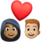 Couple avec cœur: Femme, Homme, Peau Moyennement Foncée, Peau Moyennement Claire