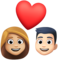 Couple avec cœur: Femme, Homme, Peau Moyennement Claire, Peau Claire