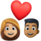 Couple avec cœur: Femme, Homme, Peau Moyennement Claire, Peau Moyennement Foncée