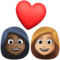 Couple avec cœur: Femme, Femme, Peau Foncée, Peau Moyennement Claire