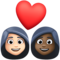 Couple avec cœur: Femme, Femme, Peau Claire, Peau Foncée