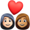 Couple avec cœur: Femme, Femme, Peau Claire, Peau Moyenne