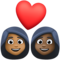 Couple avec cœur: Femme, Femme, Peau Moyennement Foncée, Peau Foncée
