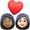 Couple avec cœur: Femme, Femme, Peau Moyennement Foncée, Peau Claire